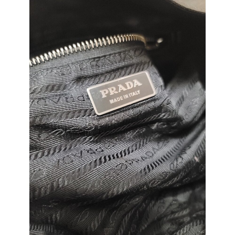 PRADA Milano Italy Black Tessuto-Vitelli Push-lock Easy Shoulder Bag Vintage - Picture 10 of 13